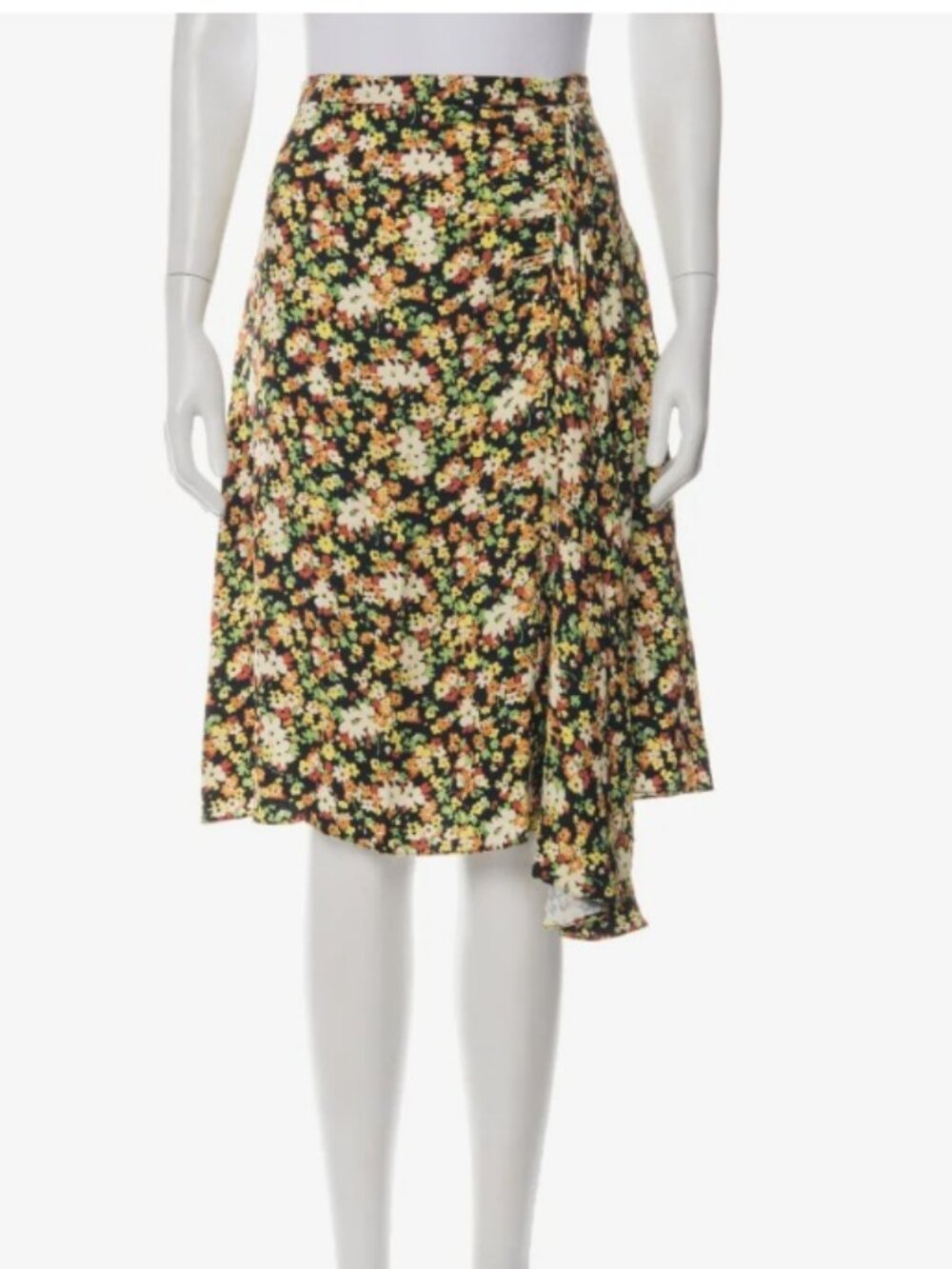 Marni Lovers Prairie Floral Print Draped Skirt Size 40 US 6 Black, Multi